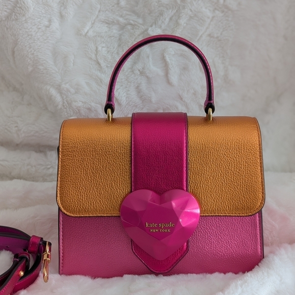 Kate Spade RARE Bijou Bag Pink & Orange Crossbody Top Handle Bag EUC - Picture 2 of 13